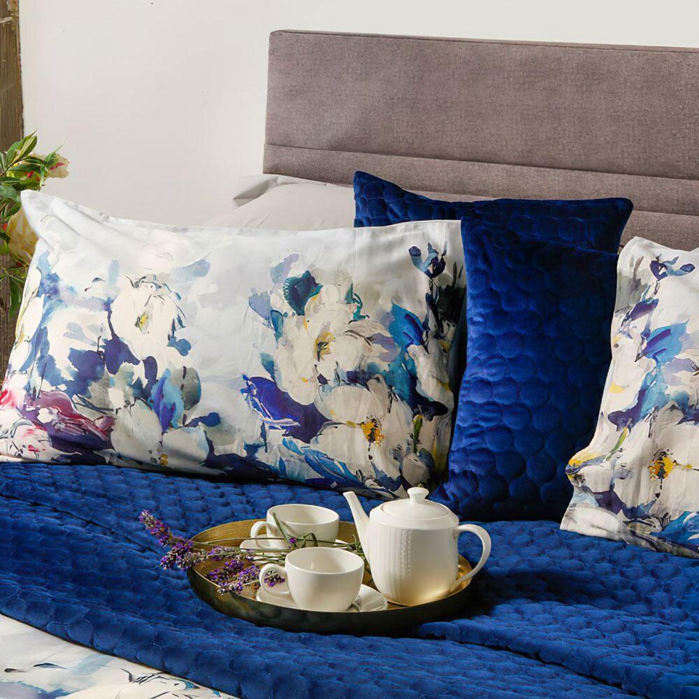Scatter Box Bliss Floral 100% Cotton Duvet Cover Set, Blue