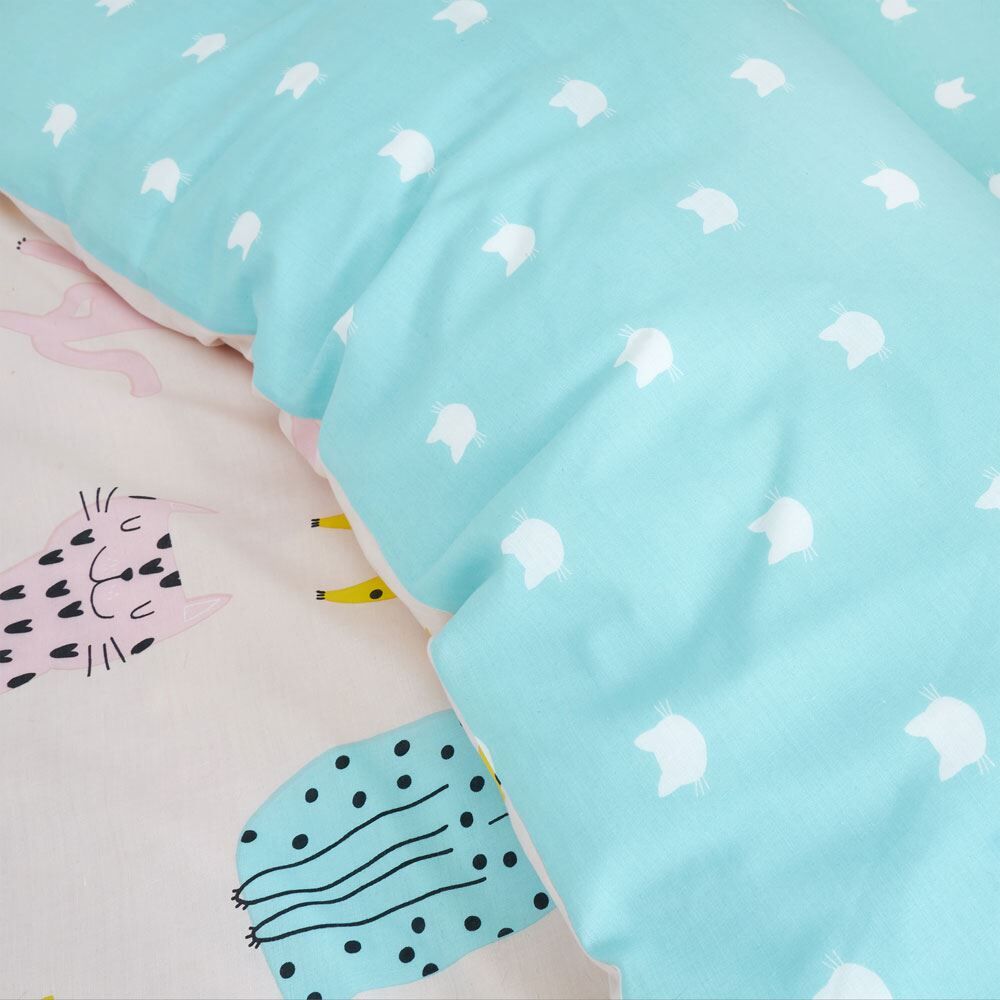 Catherine Lansfield Kids Cute Cats Reversible Easy Care Duvet Cover Set
