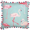 Riva Paoletti Flamingo Pom Pom Cushion Cover, Duck Egg, 50 x 50 Cm