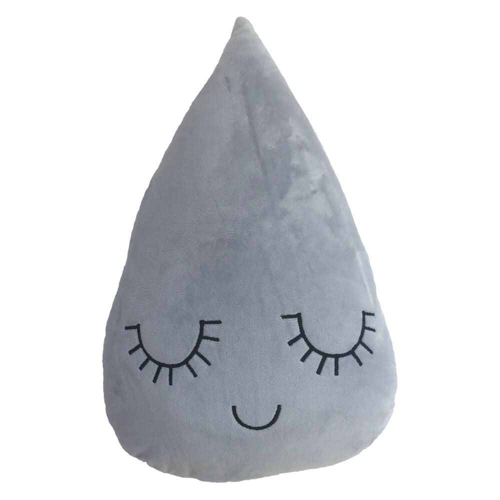 Little Furn Sleepy Rain Drop Shaped Faux Velvet Filled Cushion, Grey, 39 x 24 Cm
