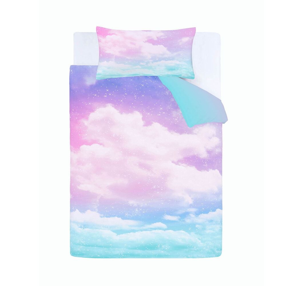 Catherine Lansfield Ombre Rainbow Clouds Reversible Easy Care Duvet Cover Set