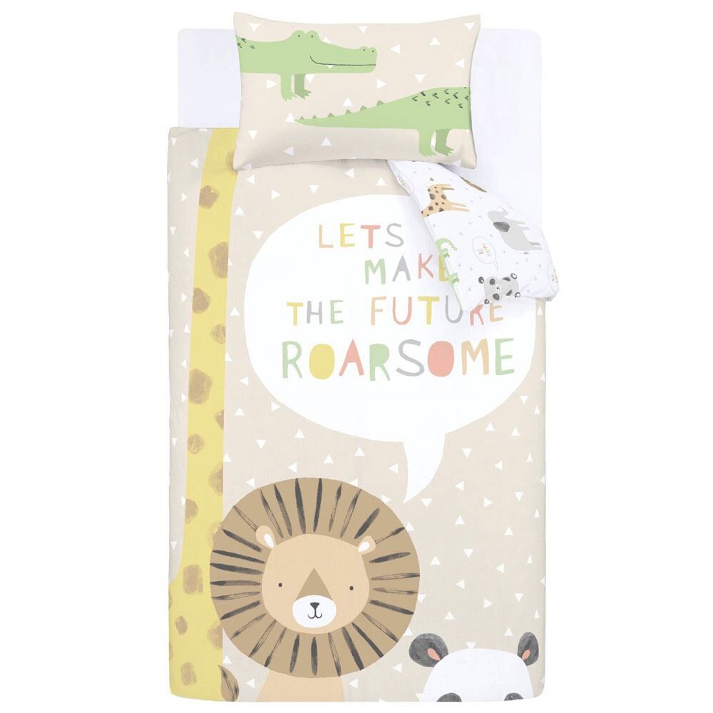 Catherine Lansfield Roarsome Animals Print Easy Care Reversible Duvet Cover Set