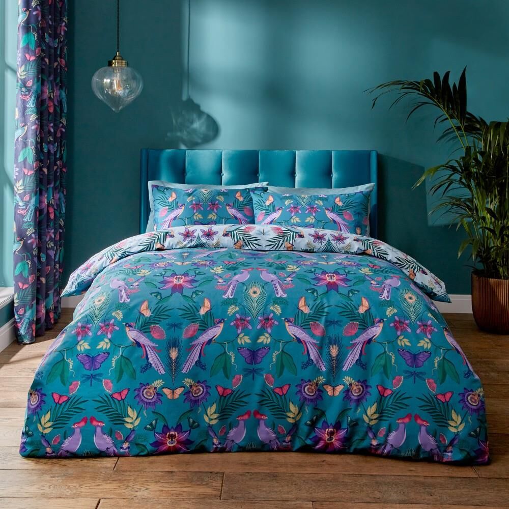 Catherine Lansfield Mya Tropical Floral Reversible Duvet Cover Set