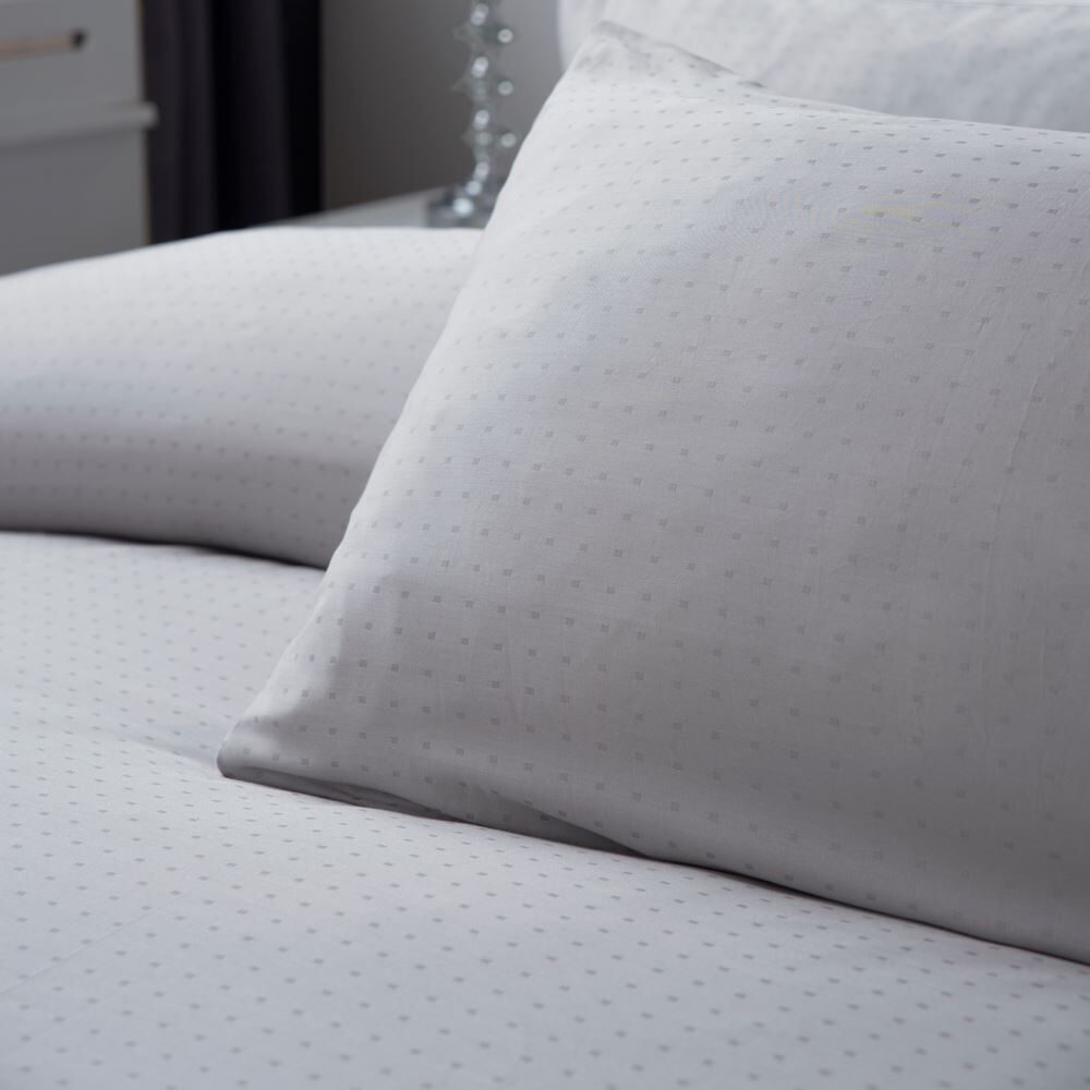 Belledorm Staten Island 300 Thread Count Cotton Sateen Duvet Cover Set, Platinum, King