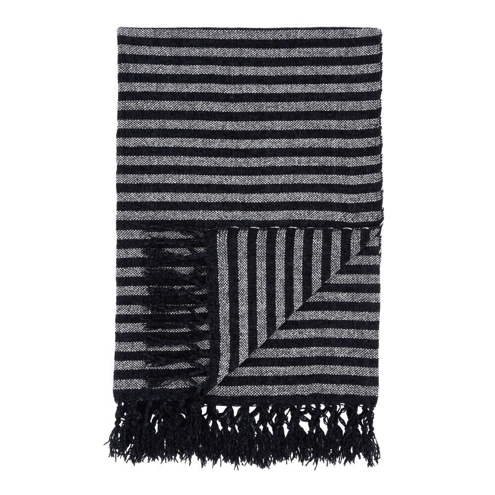 Catherine Lansfield Stripe Chenille Fringed Throw