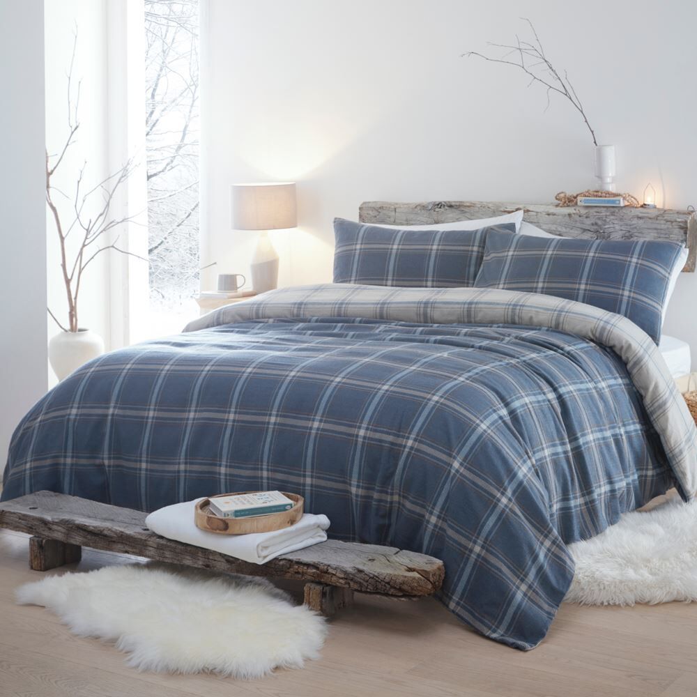 Appletree Hygge Aviemore Check 100% Brushed Cotton Duvet Cover Set
