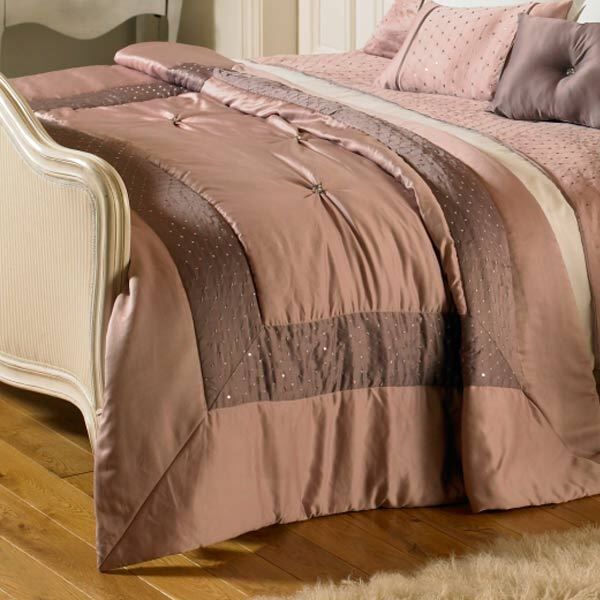 Riva Home Romantica Embellished Satin Quilted Throw, Heather, 150 x 200 Cm