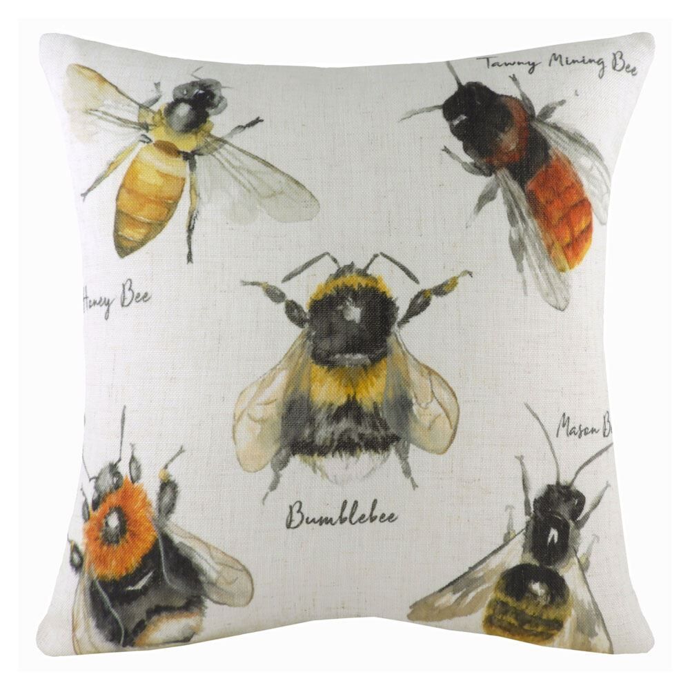 Evans Lichfield Species Bees Watercolour Print Cushion Cover, Multi, 43 x 43 Cm