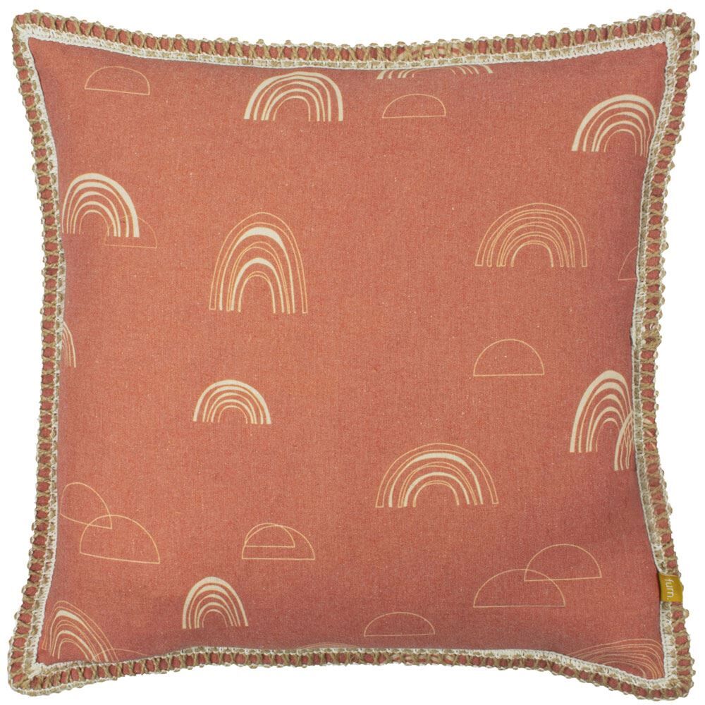 Furn Rain Shadow Braided Trim Cushion Cover, Red Clay, 50 x 50 Cm