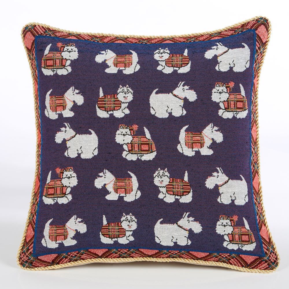 Alan Symonds Westie Woven Tapestry Piped Edge Cushion Cover, Multi, 45 x 45 Cm