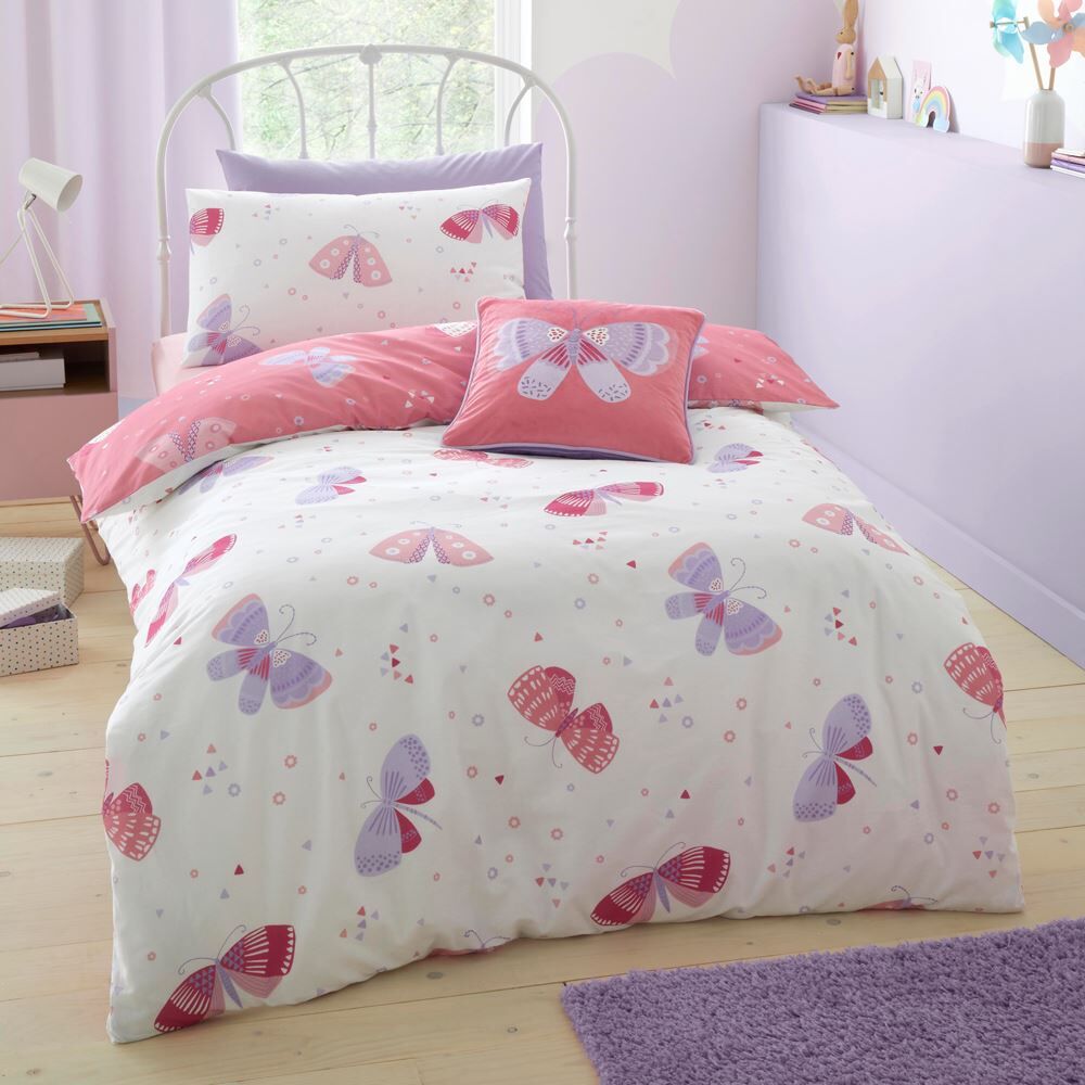 Bedlam Flutterby Butterfly Print 100% Cotton Reversible Duvet Cover Set