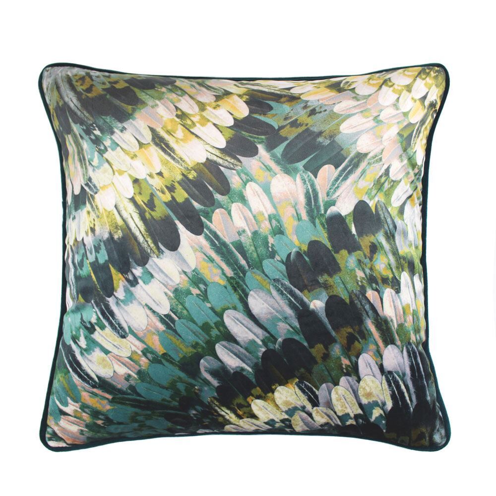 Scatter Box Kingfisher Velour Feather Filled Piped Cushion