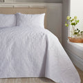 Serene Butterfly Garden Pinsonic Textured Quilted Bedspread, White, 200 x 230 Cm