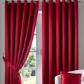 Alan Symonds Madison Doby Square Eyelet Lined Curtains, Red, 90 x 72 Inch