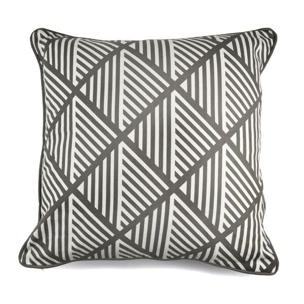 Fusion Brooklyn Geometric 100% Cotton Piped Filled Cushion, 43 x 43 Cm