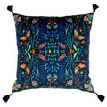 Furn Kaleidoscopic Insect Print Velvet Cushion Cover, Blue, 50 x 50 Cm