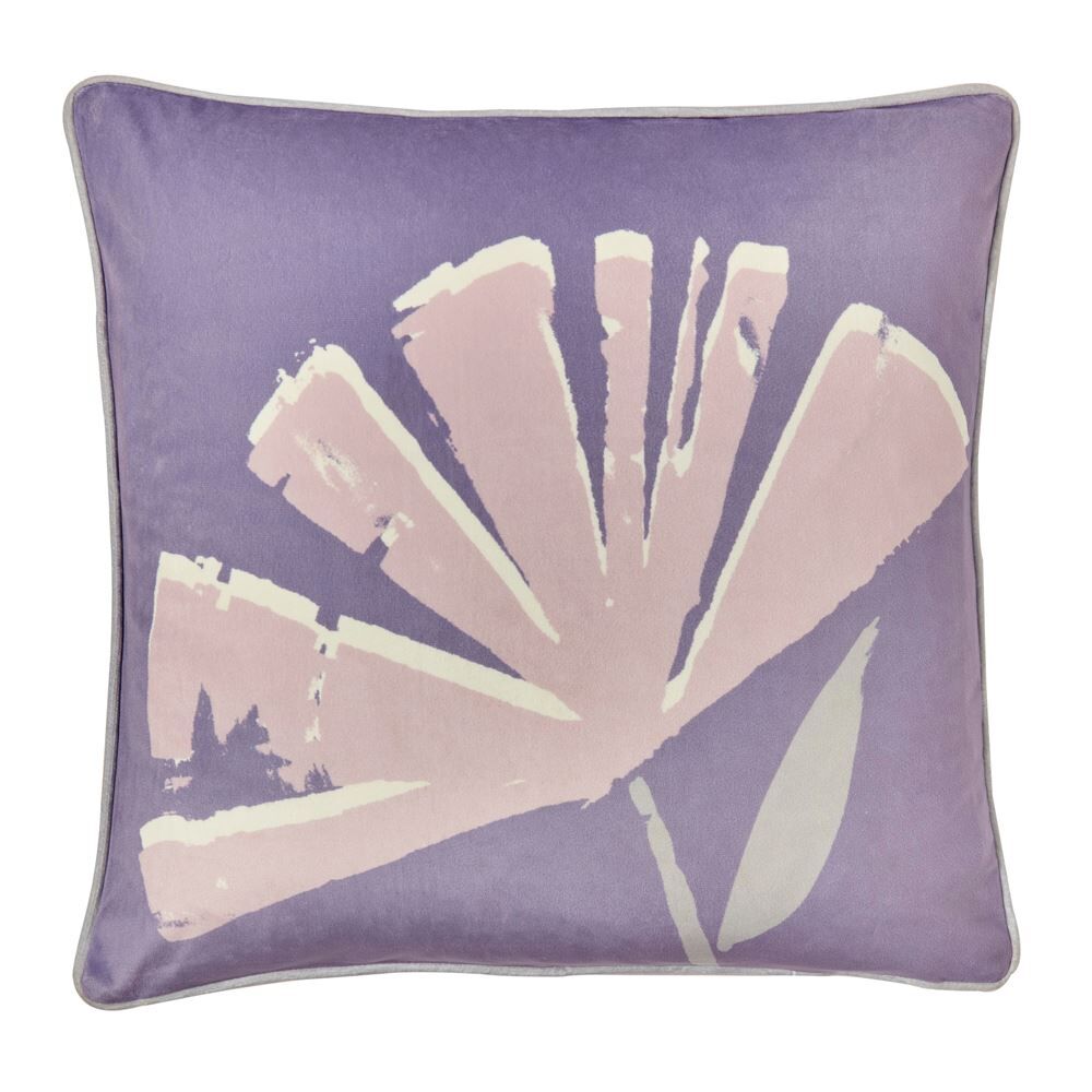 Fusion Alma Abstract Floral Print Velvet Piped Edge Filled Cushion