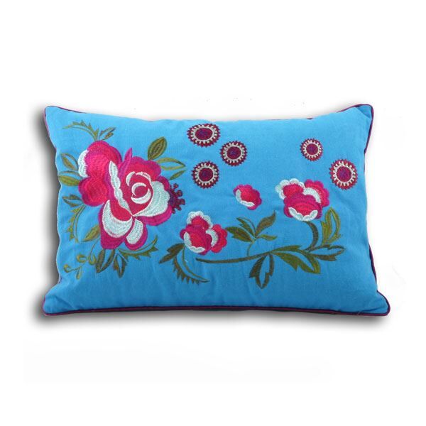 Riva Home Martinique Floral Embroidery Boudoir Cushion Cover, 35 x 50 Cm