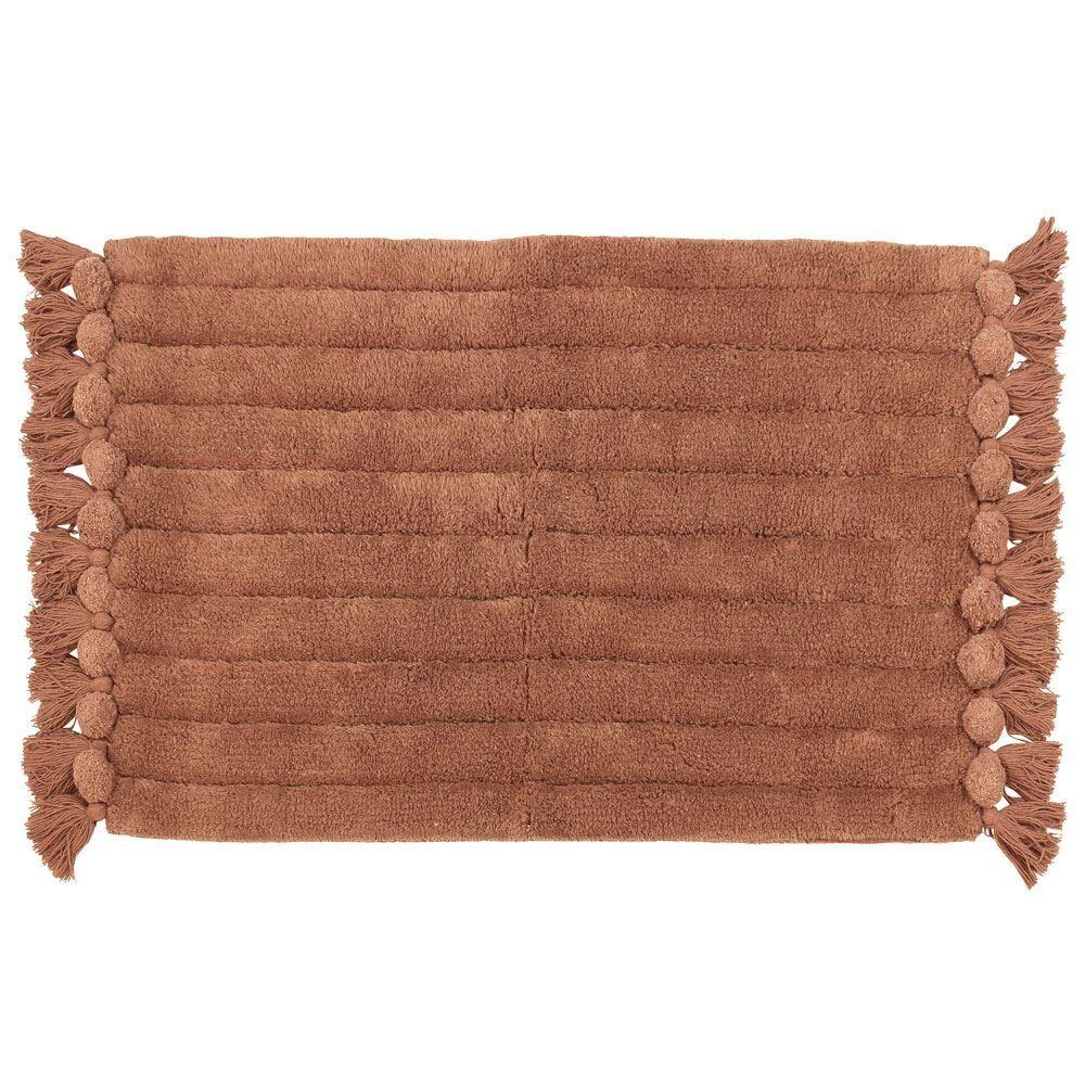 The Linen Yard Ribbed Tasselled 100% Cotton Bath Mat
