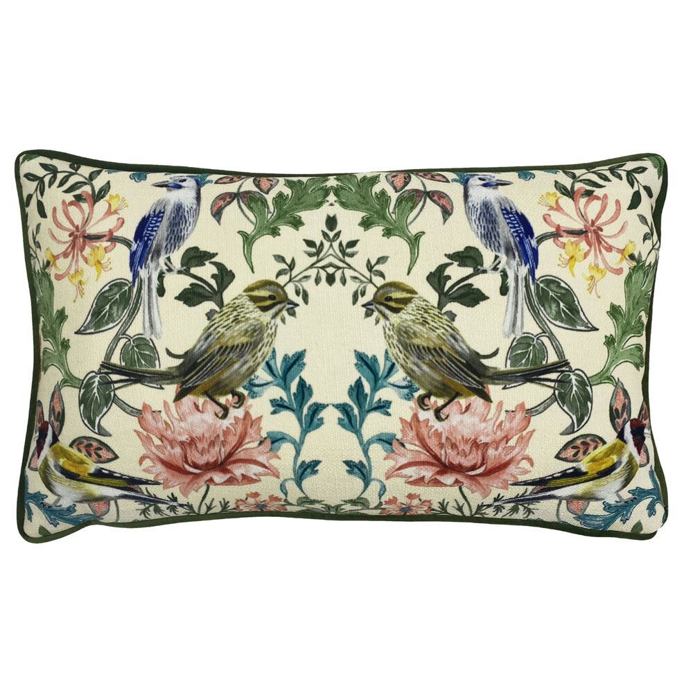 Evans Lichfield Hertiage Birds Print Piped Edge Cushion Cover, Multi, 30 x 50 Cm