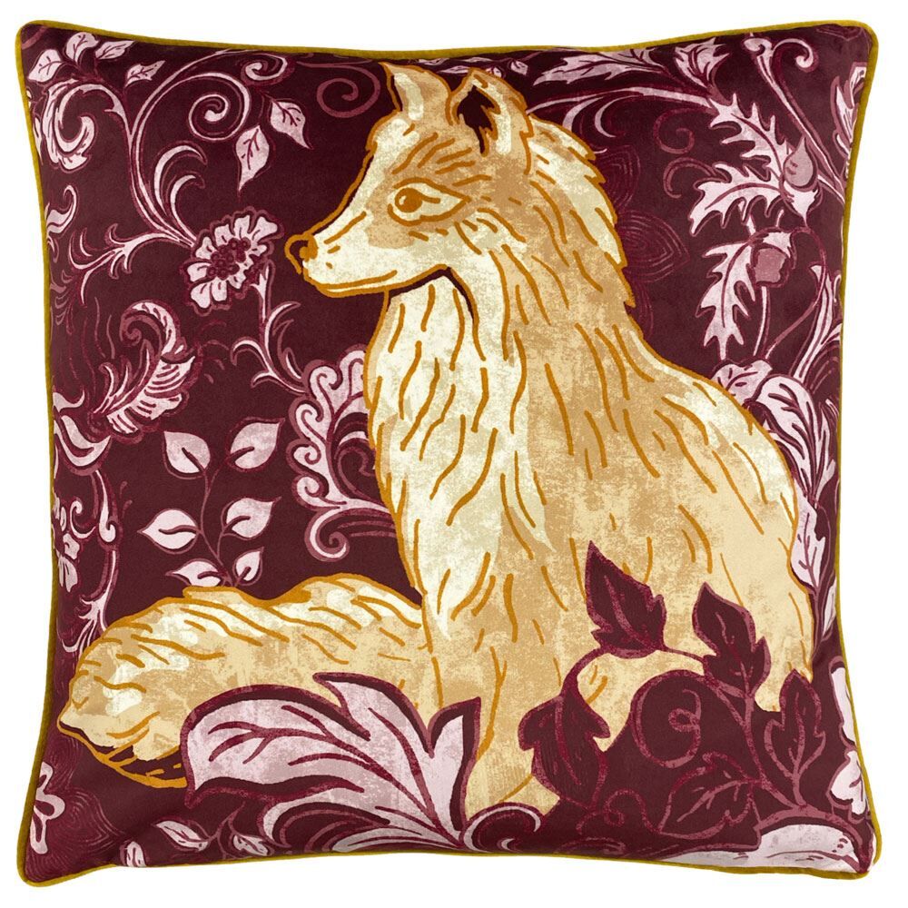 Paoletti Harewood Fox Botanical Piped Edge Cushion Cover, Multi, 50 x 50 Cm