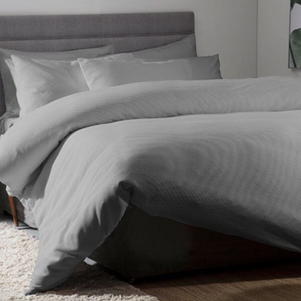 Belledorm Waffle Weave 100% Cotton Duvet Cover Set, Slate, Double