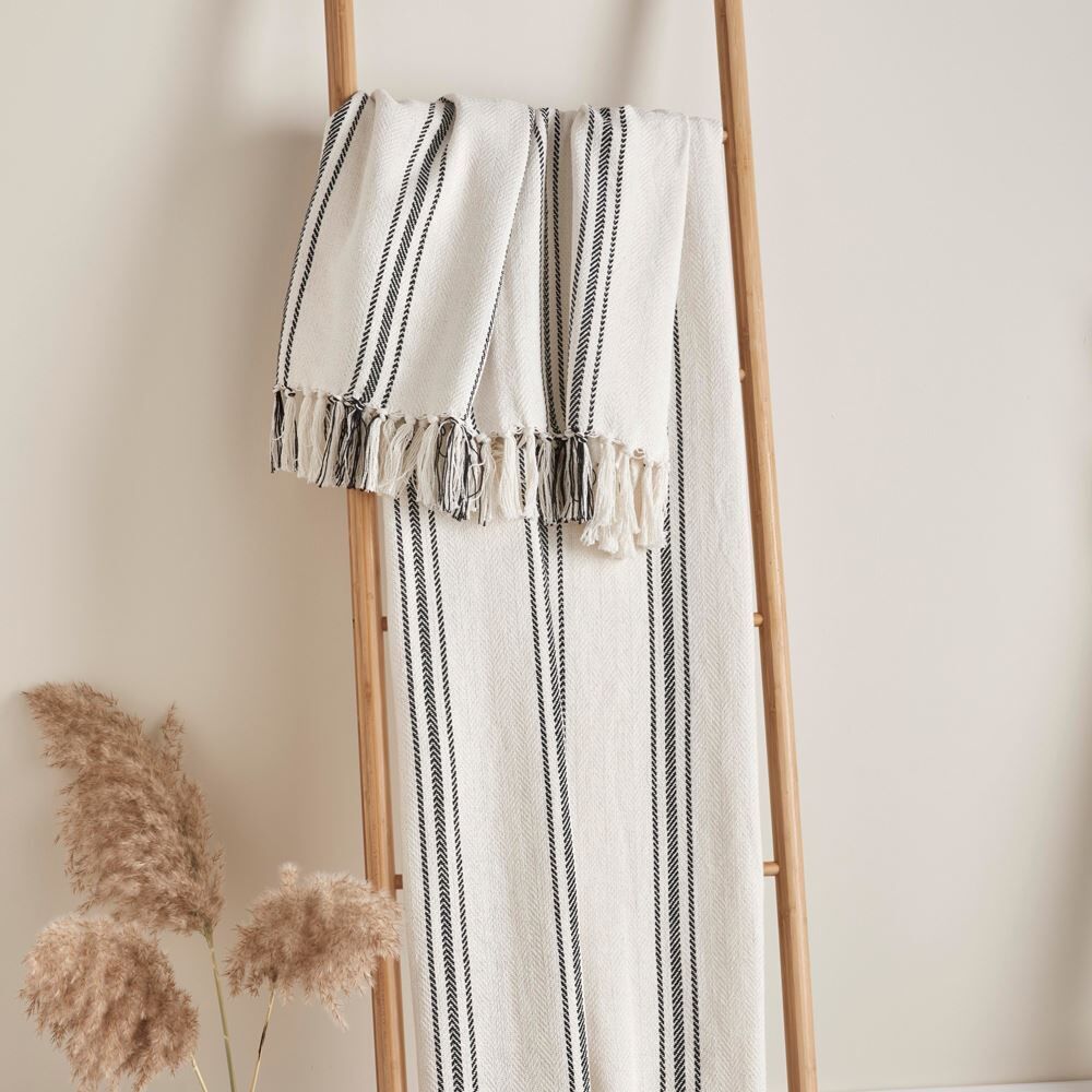 Drift Home Brinley Woven 100% Recycled Eco-Friendly Cotton Rich Fringed Throw