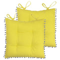 Furn Aruba Pintuck Pom Pom Fringe 100% Cotton Seat Pads
