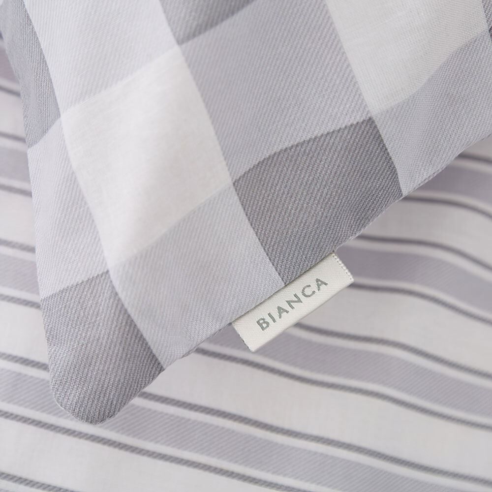 Bianca Kids Check And Stripe Reversible 100% Cotton Duvet Cover Set