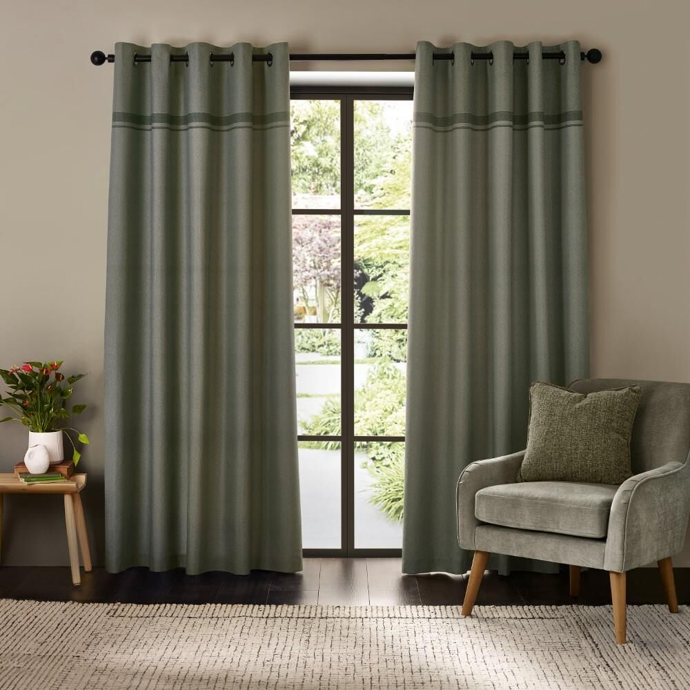 Catherine Lansfield Melville Woven Texture Eyelet Curtains