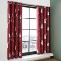 Catherine Lansfield Munro Stag Check Easy Care Lined Eyelet Curtains, Red, 66 x 72 Inch