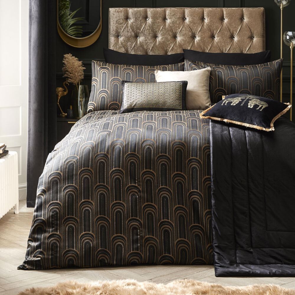 Laurence Llewelyn Bowen Jet Set Jacquard Weave Metallic Yarn Duvet Cover Set