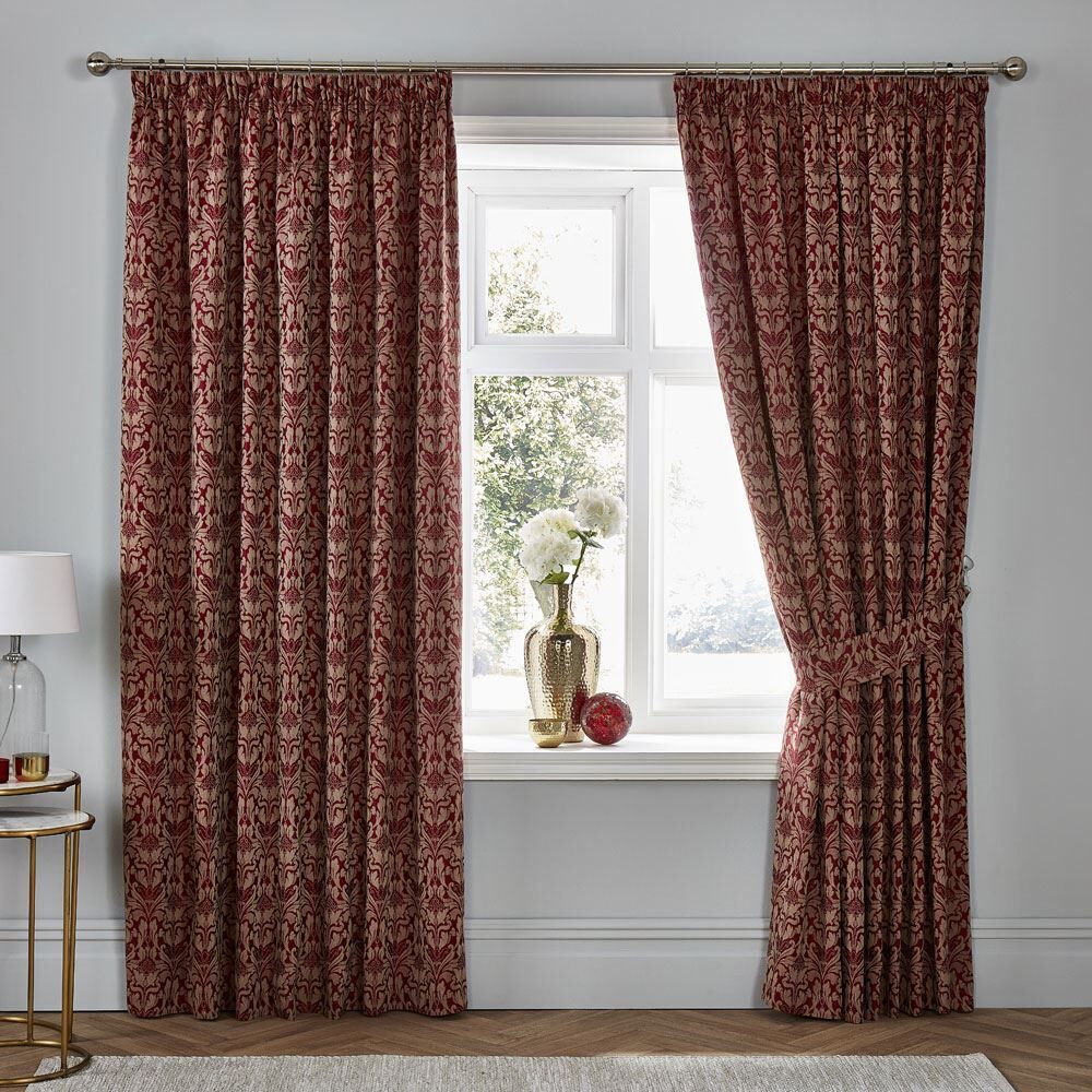 Dreams & Drapes Woven Hawthorne Damask Jacquard Lined Pencil Pleat Curtains