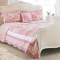 Paoletti Toulouse Floral Woven Cotton Quilted Bedspread, Pink, King