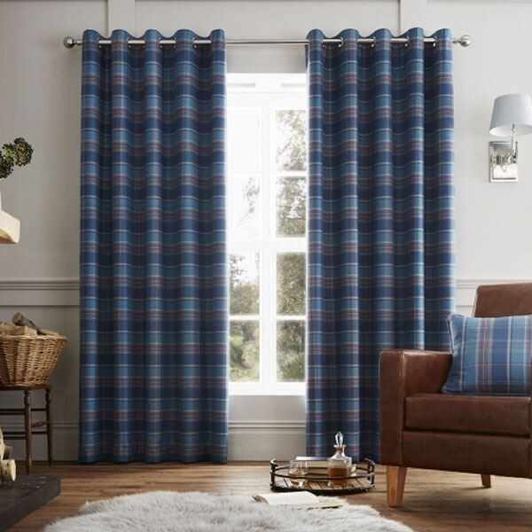 Curtina Cameron Tartan Check Eyelet Lined Curtains