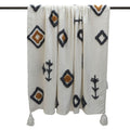 Furn Inka Geometric 100% Cotton Tasselled Throw, Grey/Ochre, 130 x 150 Cm