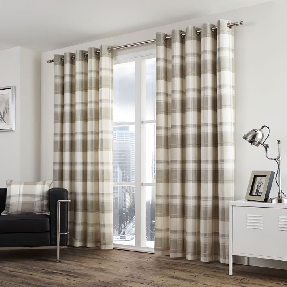 Fusion Balmoral Check 100% Cotton Eyelet Lined Curtains
