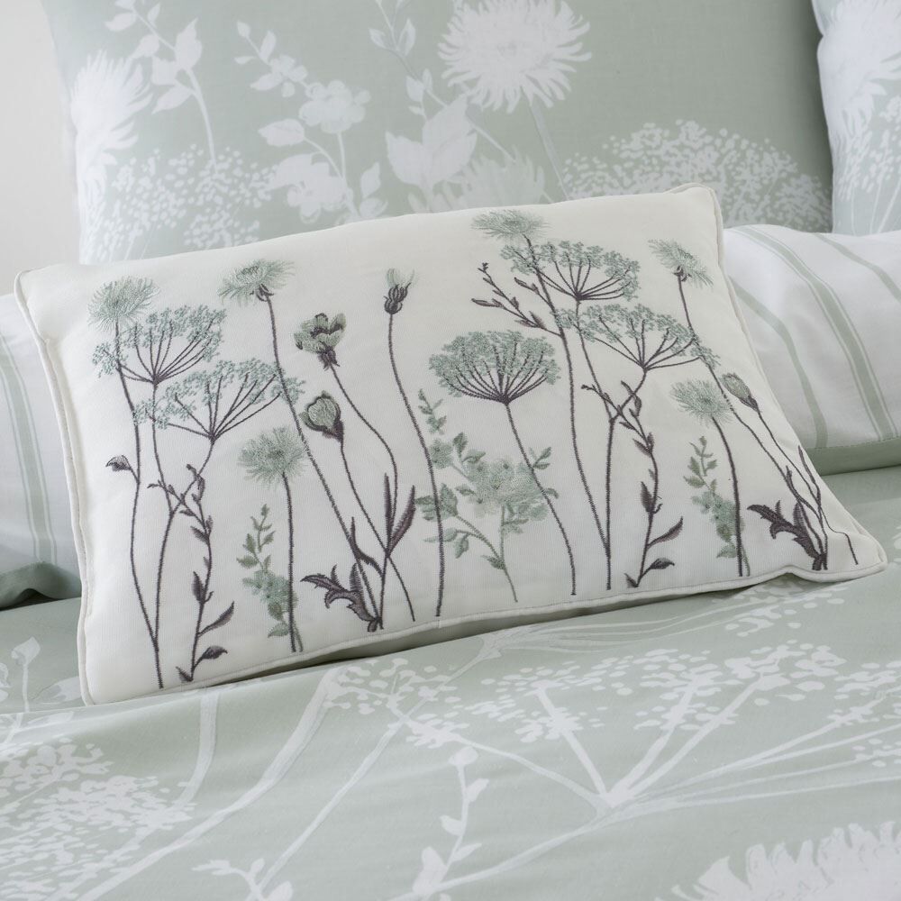 Catherine Lansfield Meadowsweet Floral Print Piped Edge Filled Cushion