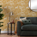 Furn Winter Woods Animal Printed Wallpaper, Ochre
