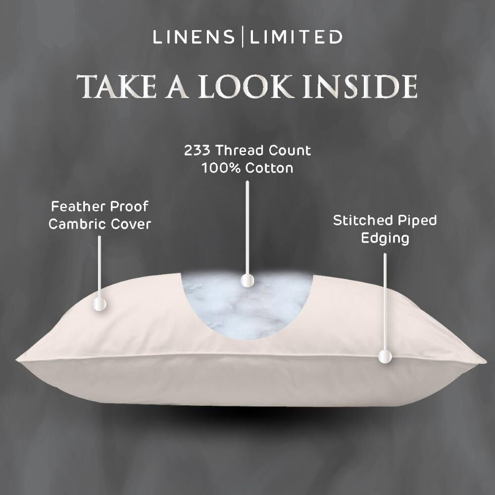 Linens Limited Hotel Quality Luxurious Natural Duck Feather Pillows, 2 Pack