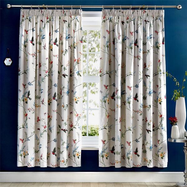 Dreams & Drapes Mansfield Floral Pencil Pleat Lined Curtains, Grey, 66 x 72 Inch