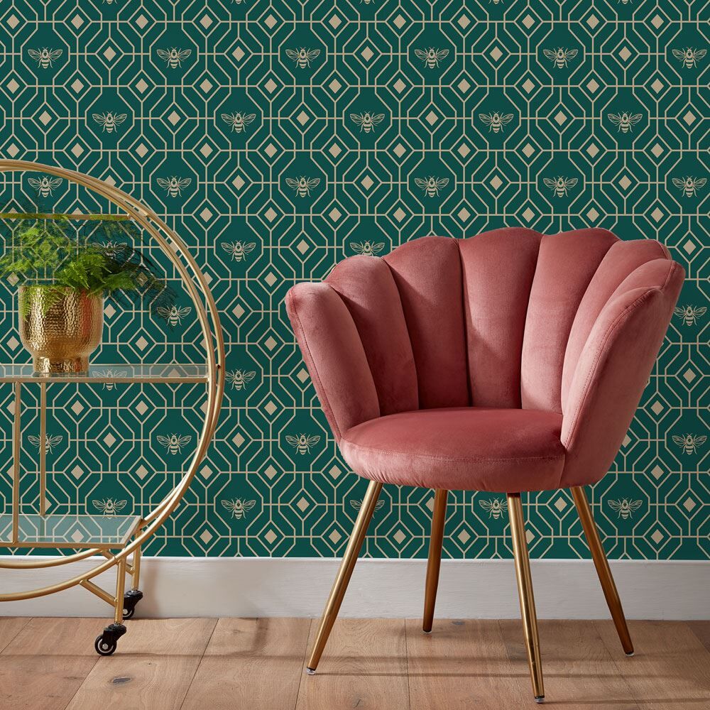 Furn Bee Deco Geometric Printed Wallpaper