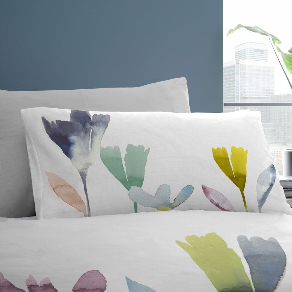 Appletree Style Pollensa Floral Watercolour Print 100% Cotton Duvet Cover Set