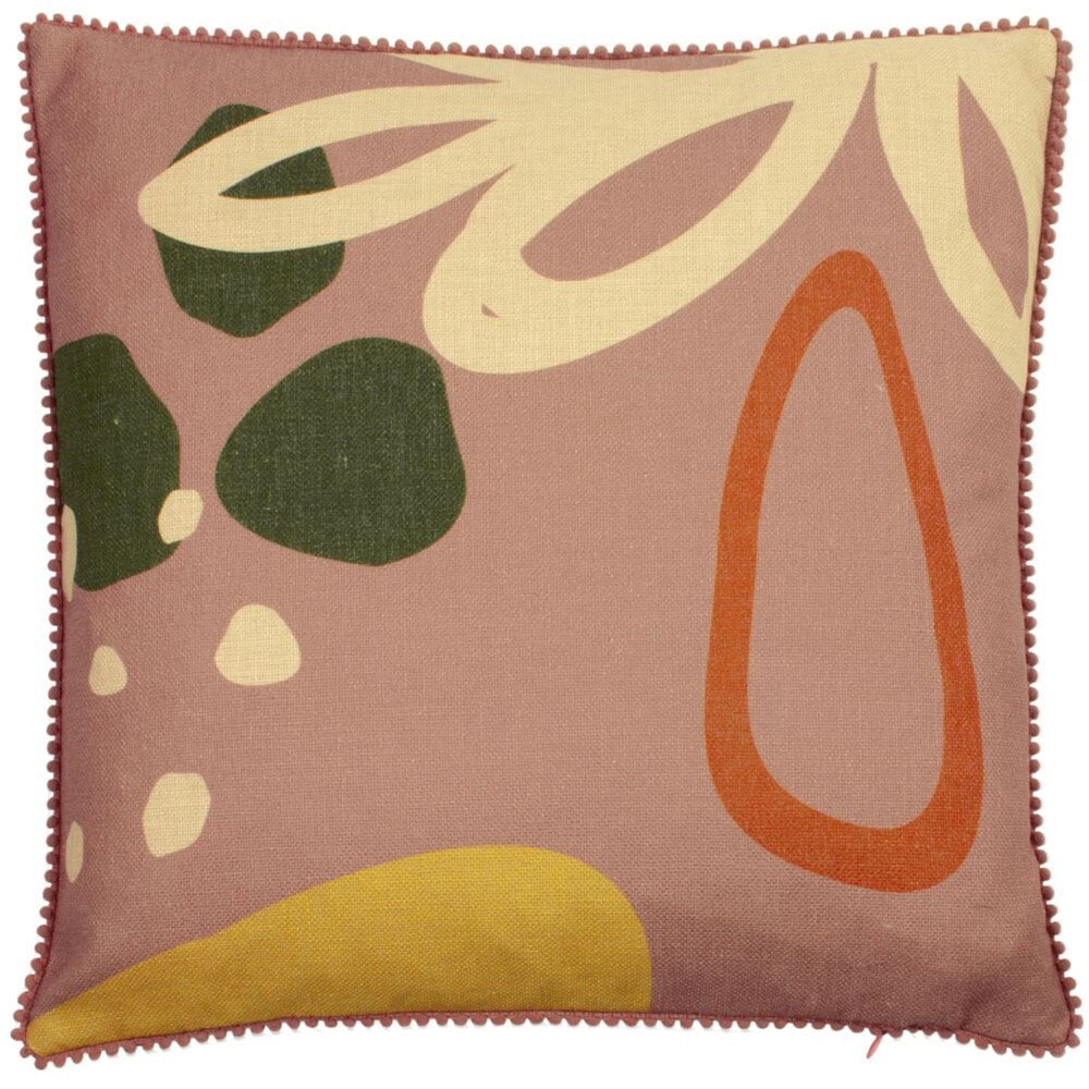 Furn Blume Geometric Floral Pom Pom Fringe Cushion Cover