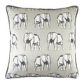 Evans Lichfield Safari Elephant Multi Watercolour Print Piped Cushion Cover, White, 43 x 43 Cm