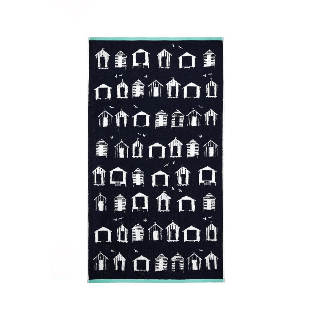 Fusion Beach Huts 100% Cotton 550gsm Hand Towel, Navy, 2 Pack