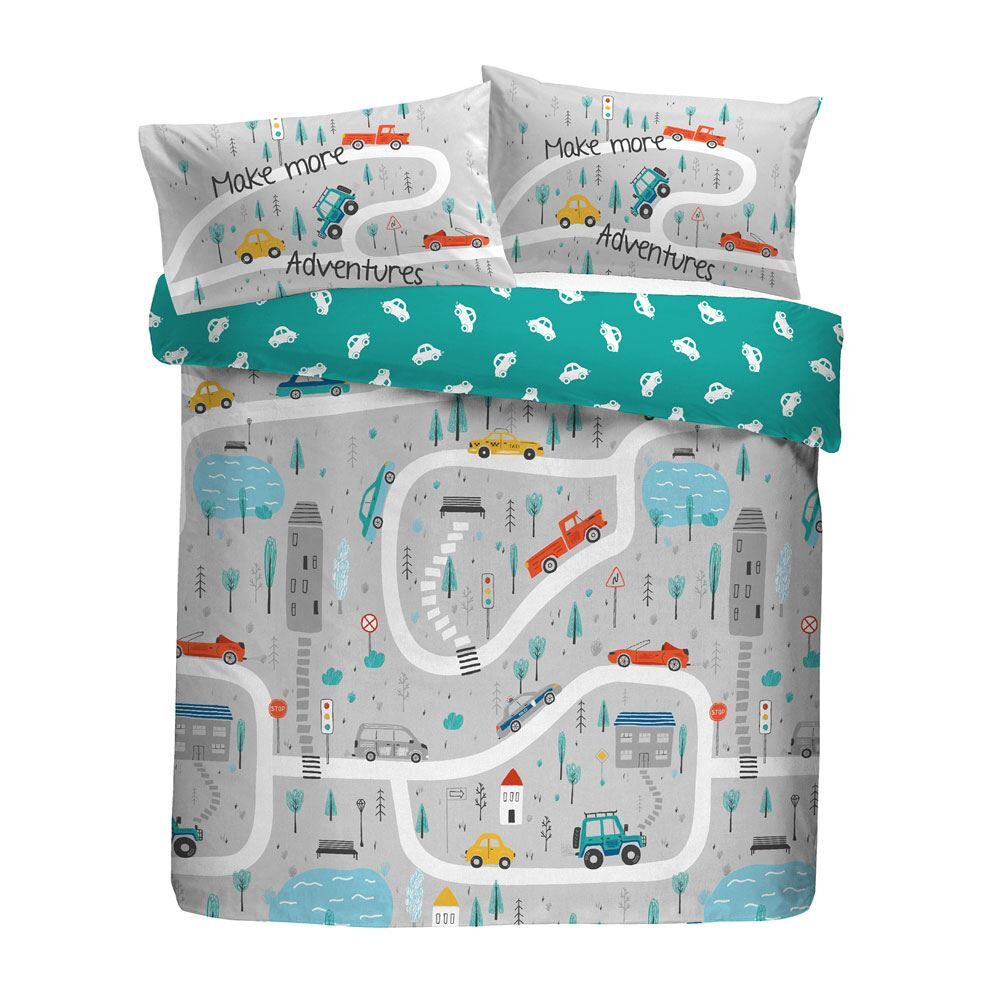 Bedlam Kids Little Transport Glow In The Dark Print Reversible Duvet Cover Set