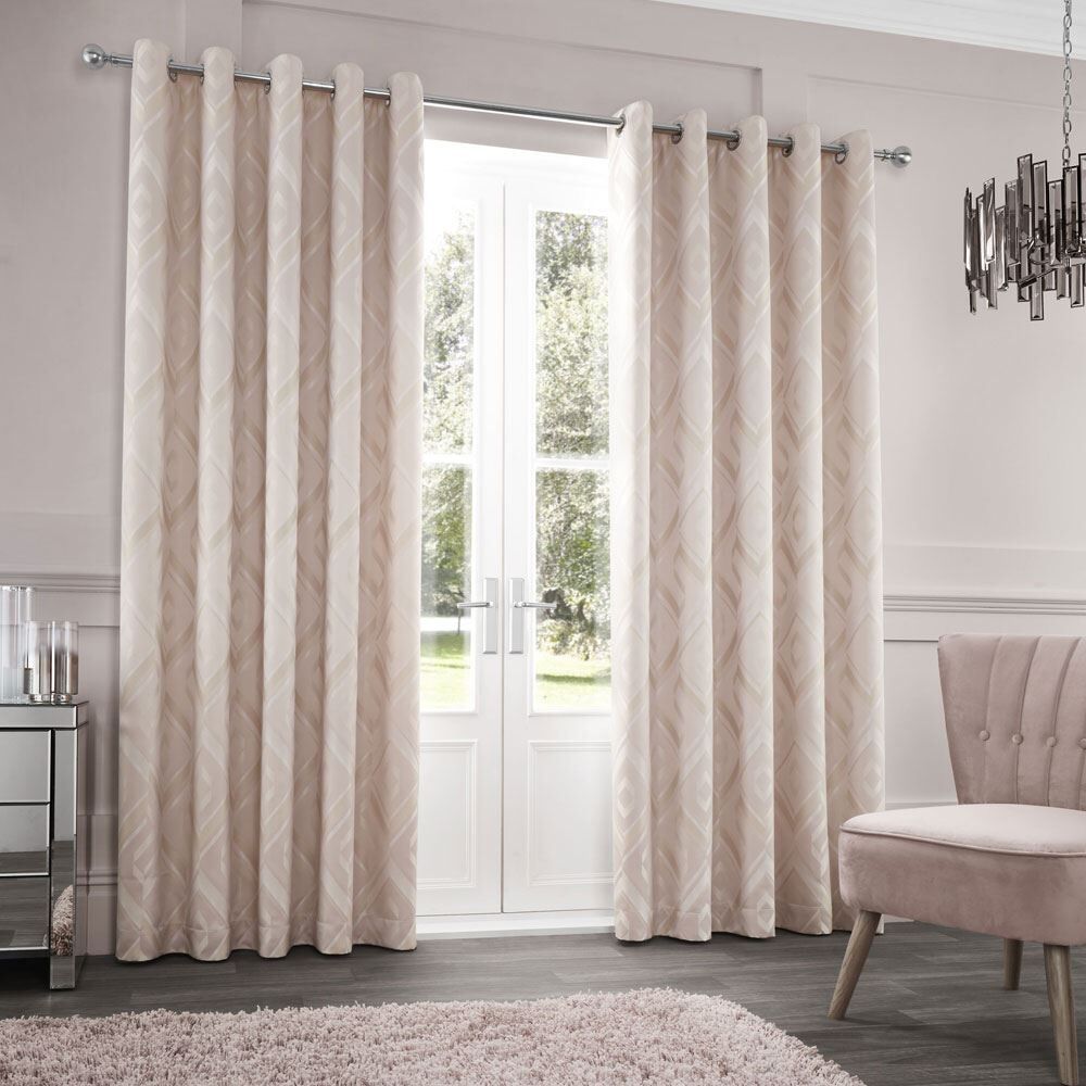 Catherine Lansfield Myles Jacquard Thermal Lined Eyelet Curtains