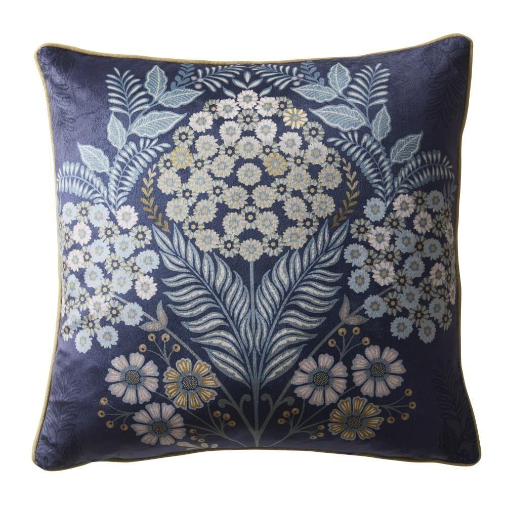 Appletree Heritage Evelina Vintage Botanical Print Piped Edge Cushion Cover, Navy, 43 x 43 Cm