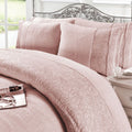 Night Zone Grace Embroidered Lace Teddy Fleece Duvet Cover Set
